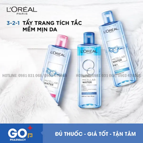 Tẩy trang Micellar water 3in1 400ml